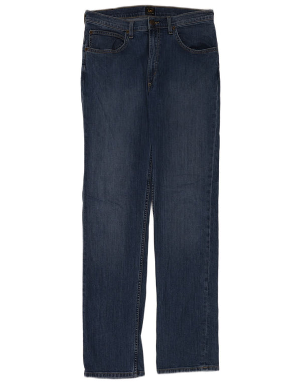Lee Womens Brooklyn Straight Jeans W33 L34 Azul Algodão