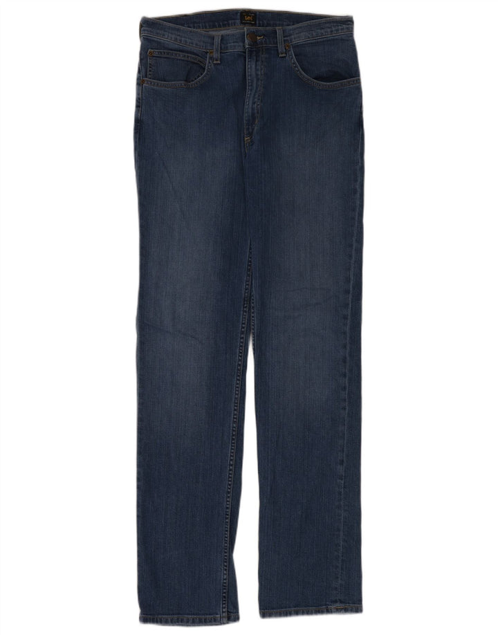 Lee Womens Brooklyn Straight Jeans W33 L34 Azul Algodão