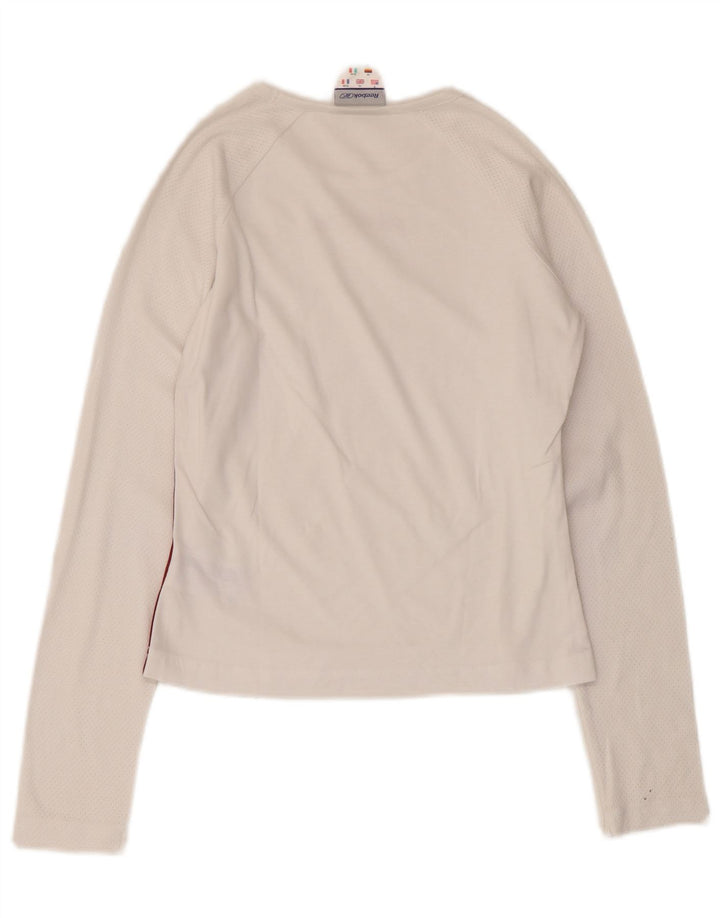 Reebok Womens Graphic Top Manga Longa UK 10 Pequeno Algodão Branco