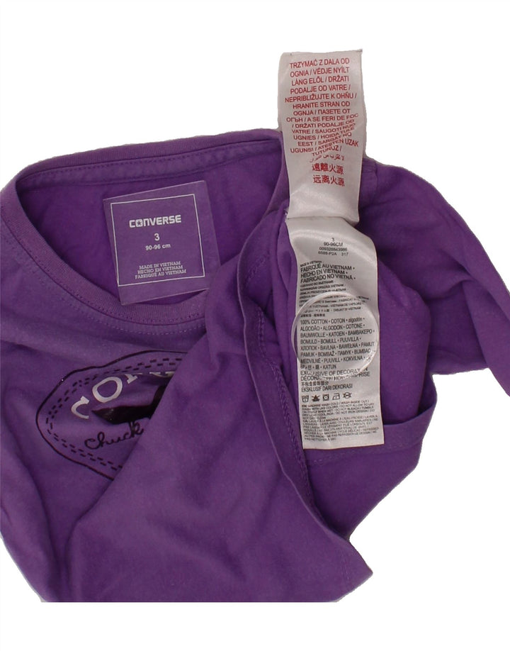 CONVERSE Girls Graphic Top Long Sleeve 2-3 Years Purple Cotton Vintage Converse and Second-Hand Converse from Messina Hembry 