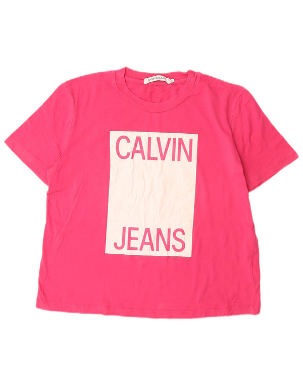 Camiseta feminina CALVIN KLEIN JEANS com estampa gráfica UK 18 XL algodão rosa