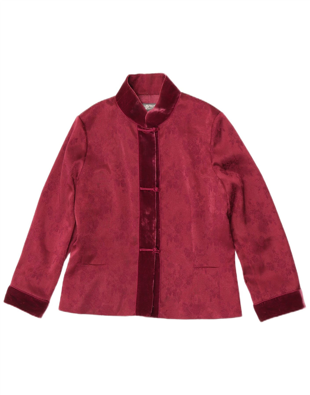 Blunauta Jaqueta blazer feminina oversized com 3 botões IT 38 XS Borgonha floral