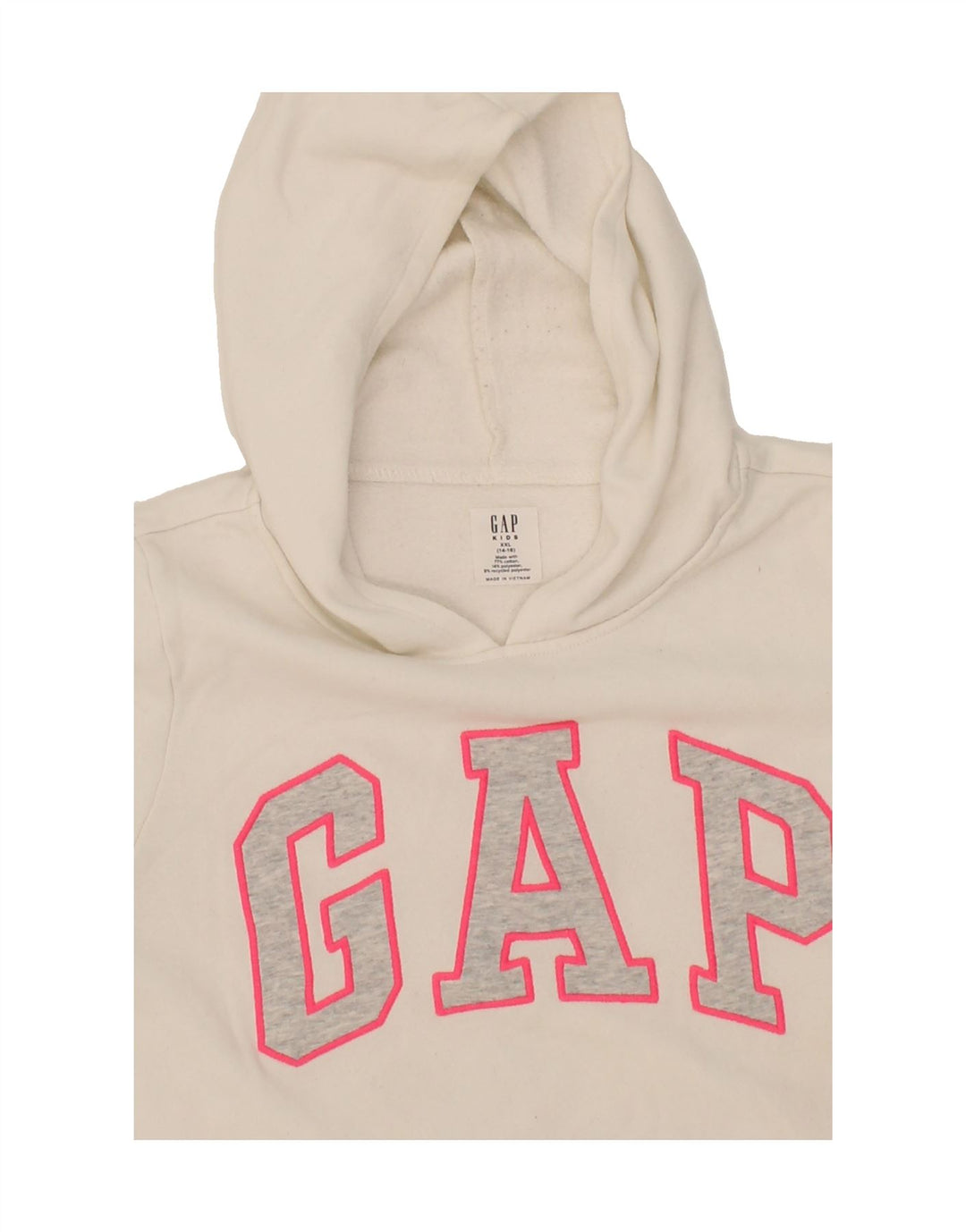GAP Girls Graphic Hoodie Jumper 13-14 Years 2XL White Cotton Vintage Gap and Second-Hand Gap from Messina Hembry 