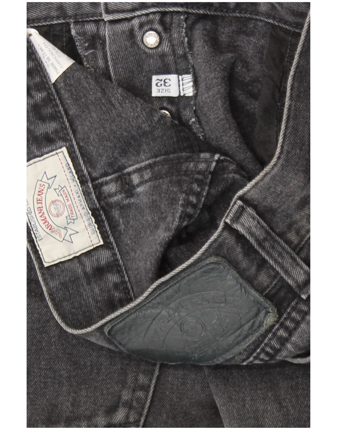 Calça jeans reta masculina Armani W32 L31 algodão cinza