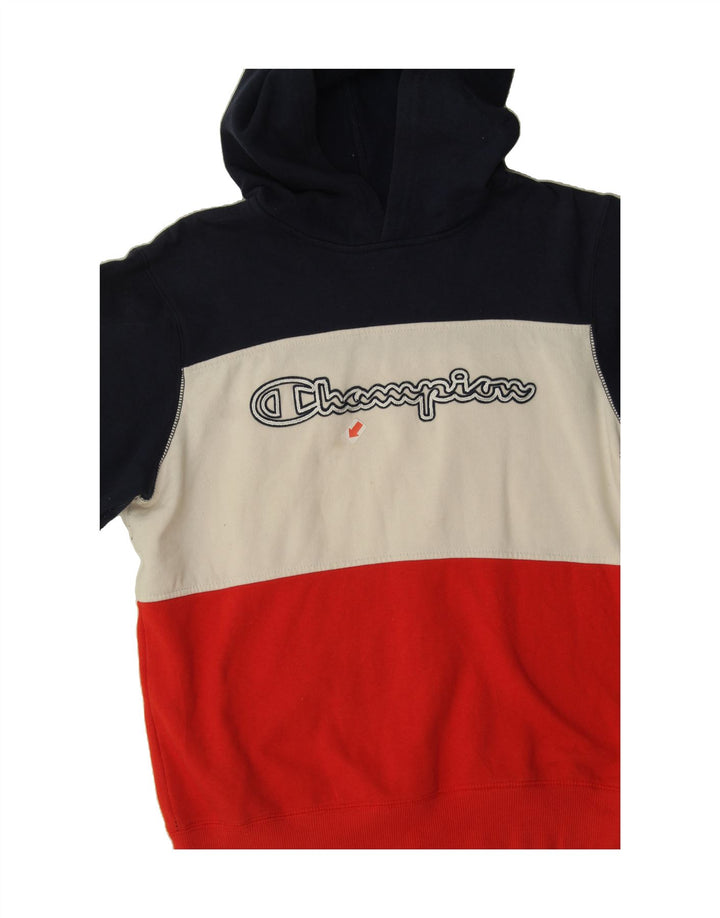CHAMPION Womens Hoodie Jumper UK 16 Large Multicoloured Colourblock Vintage Champion and Second-Hand Champion from Messina Hembry 
