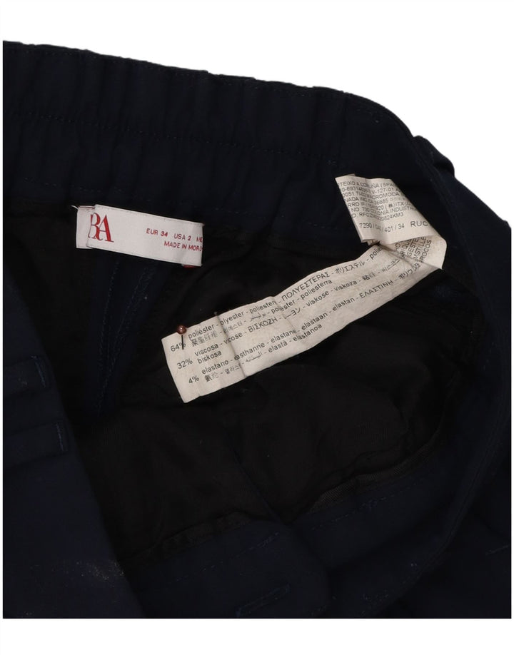 Zara Calça Chino Feminina Pegged EU 34 2XS W28 L26 Azul Marinho Poliéster