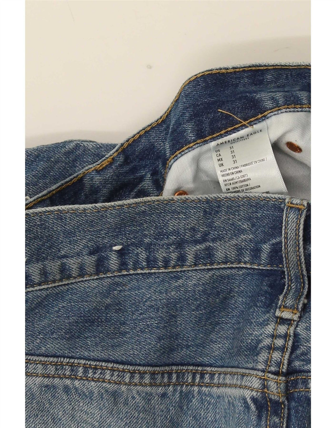 Shorts jeans masculino American Eagle desgastado W31 algodão azul médio