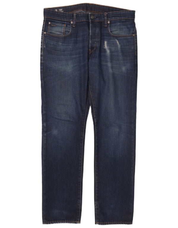 G-Star Mens Slim Jeans W38 L34 Azul Marinho Algodão