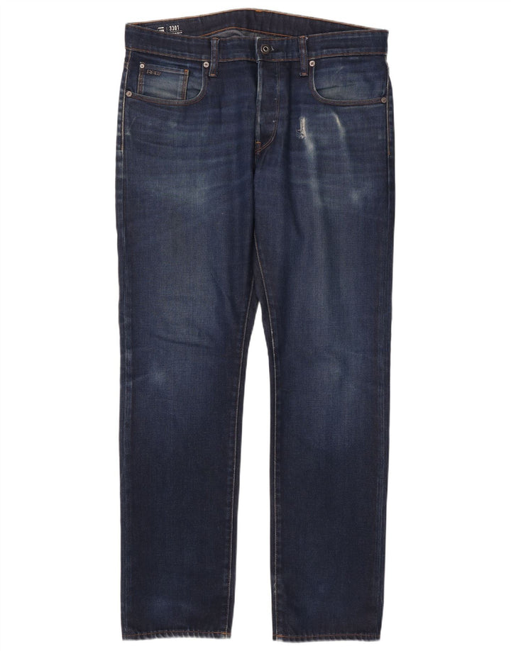 G-Star Mens Slim Jeans W38 L34 Azul Marinho Algodão