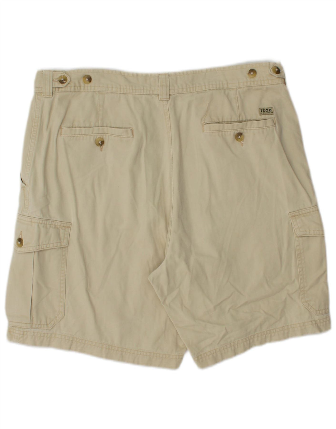 IZOD Mens Cargo Shorts W34 Grande Algodão Bege
