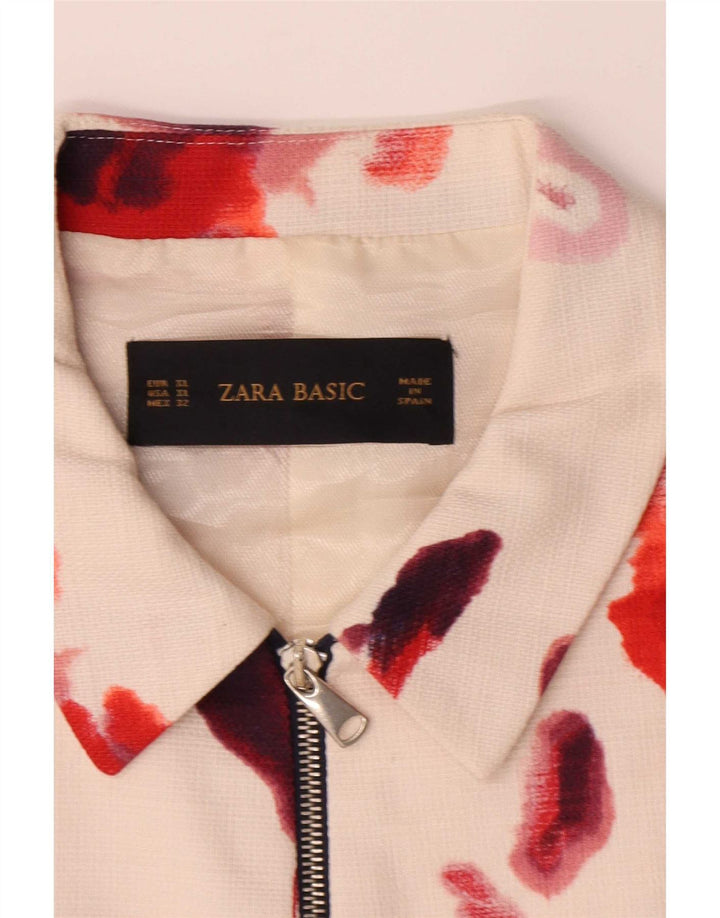 Jaqueta bomber feminina Zara UK 18 XL algodão floral branco