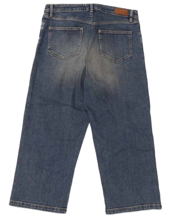 Calça jeans feminina Fat Face cintura alta perna larga cortada Reino Unido 12 médio W32 L22 azul