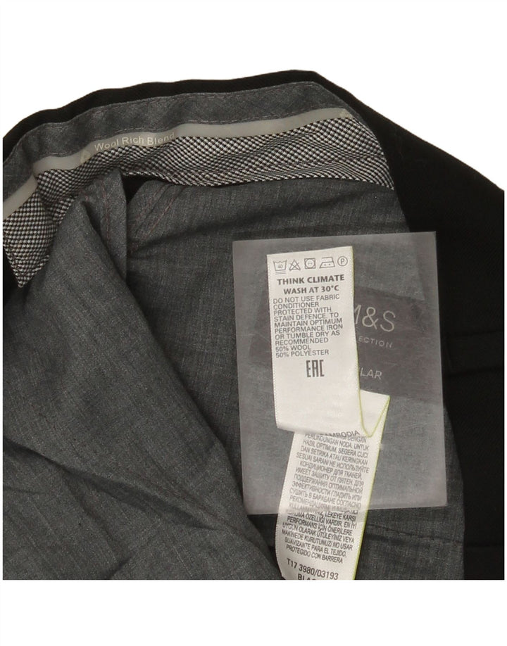 Calça feminina reta regular Marks & Spencer W36 L29 lã preta