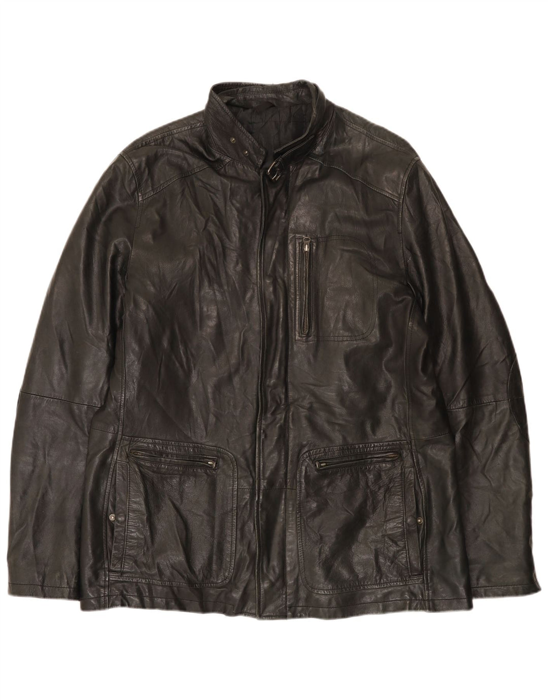 Jaqueta de couro masculina vintage UK 42 XL preta