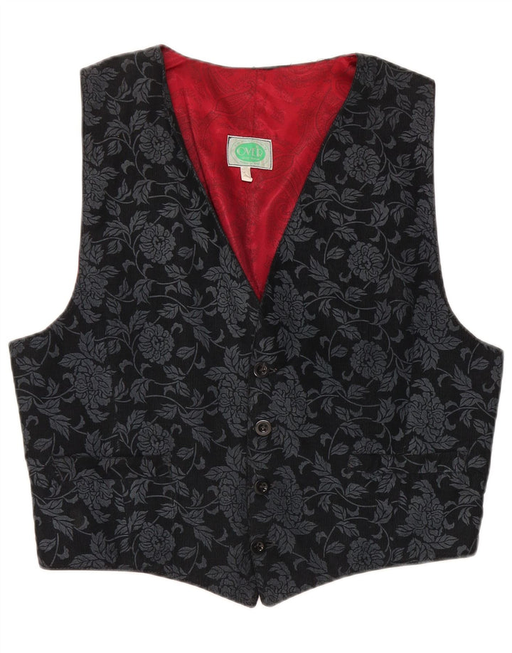 Colete masculino vintage grande preto floral