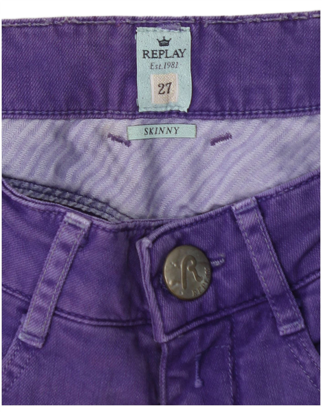 Jeans skinny feminino REPLAY W27 L32 algodão roxo