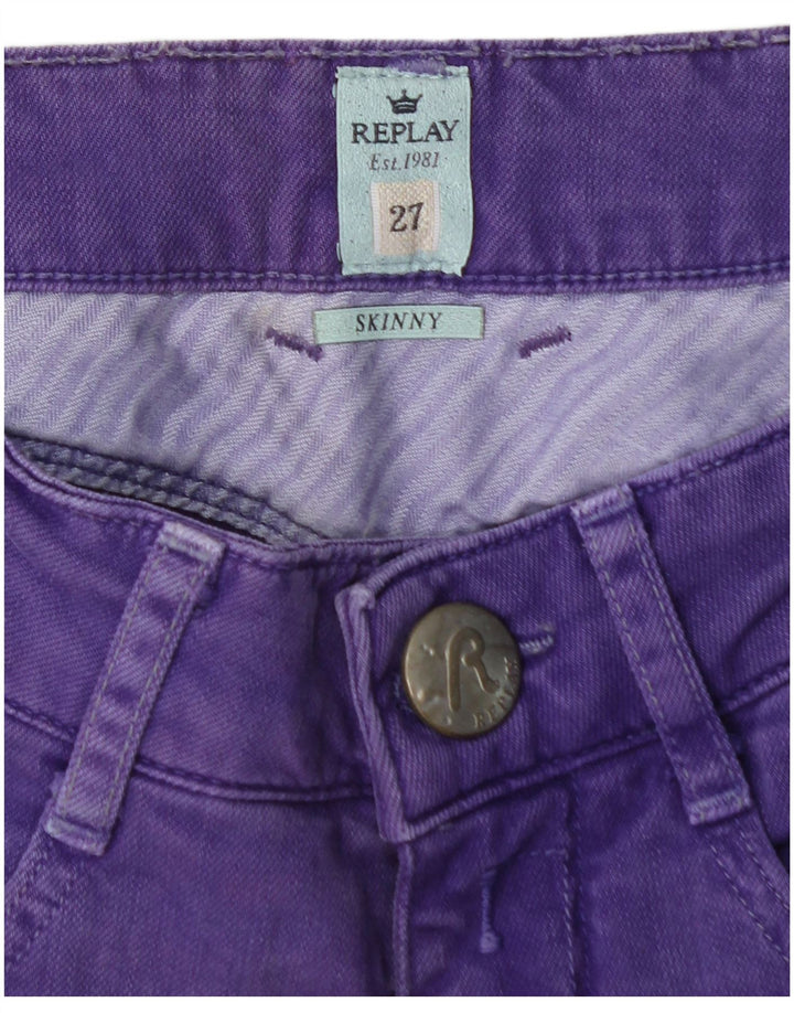 Jeans skinny feminino REPLAY W27 L32 algodão roxo