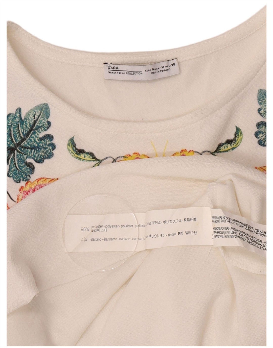 Zara Womens Shift Dress UK 14 Médio Branco Floral Poliéster