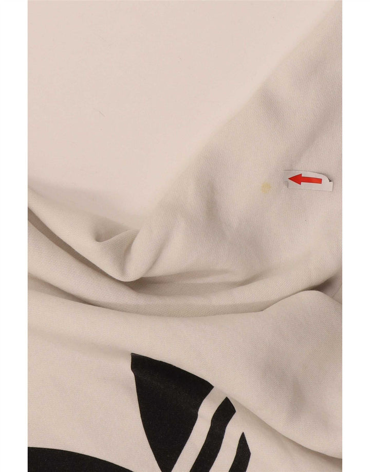 Adidas Mens Graphic Moletom Jumper Pequeno Algodão Branco