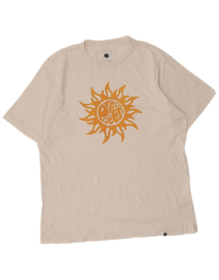 Camiseta gráfica masculina Pretty Green, grande, algodão branco