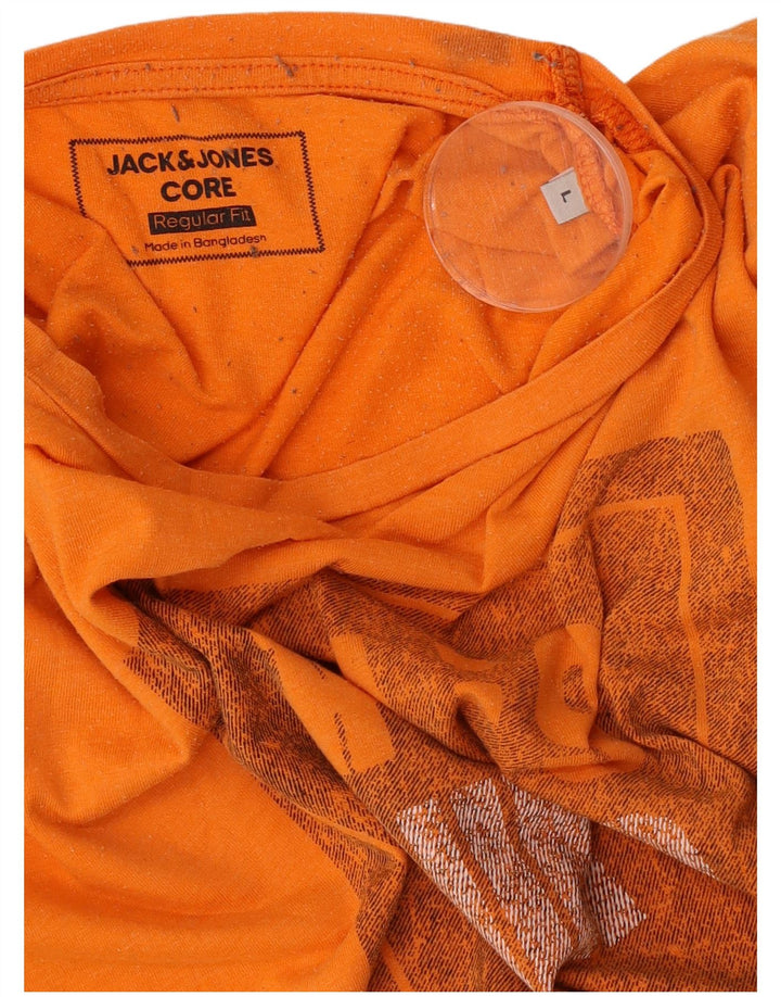 Camiseta masculina Jack & Jones Regular Fit gráfica grande laranja