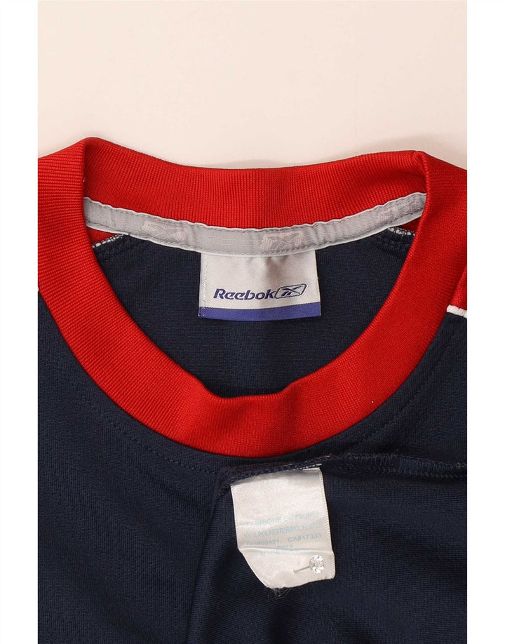 Reebok Mens T-Shirt Top Pequeno Poliéster Colorblock Azul Marinho