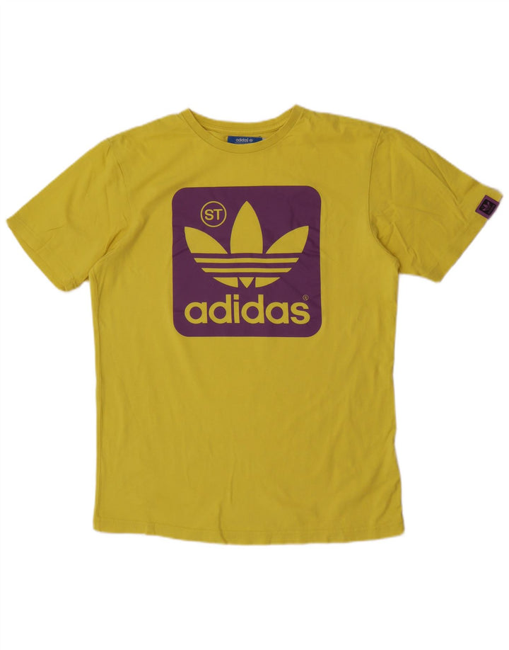 Adidas Mens Graphic T-Shirt Top Médio Algodão Amarelo