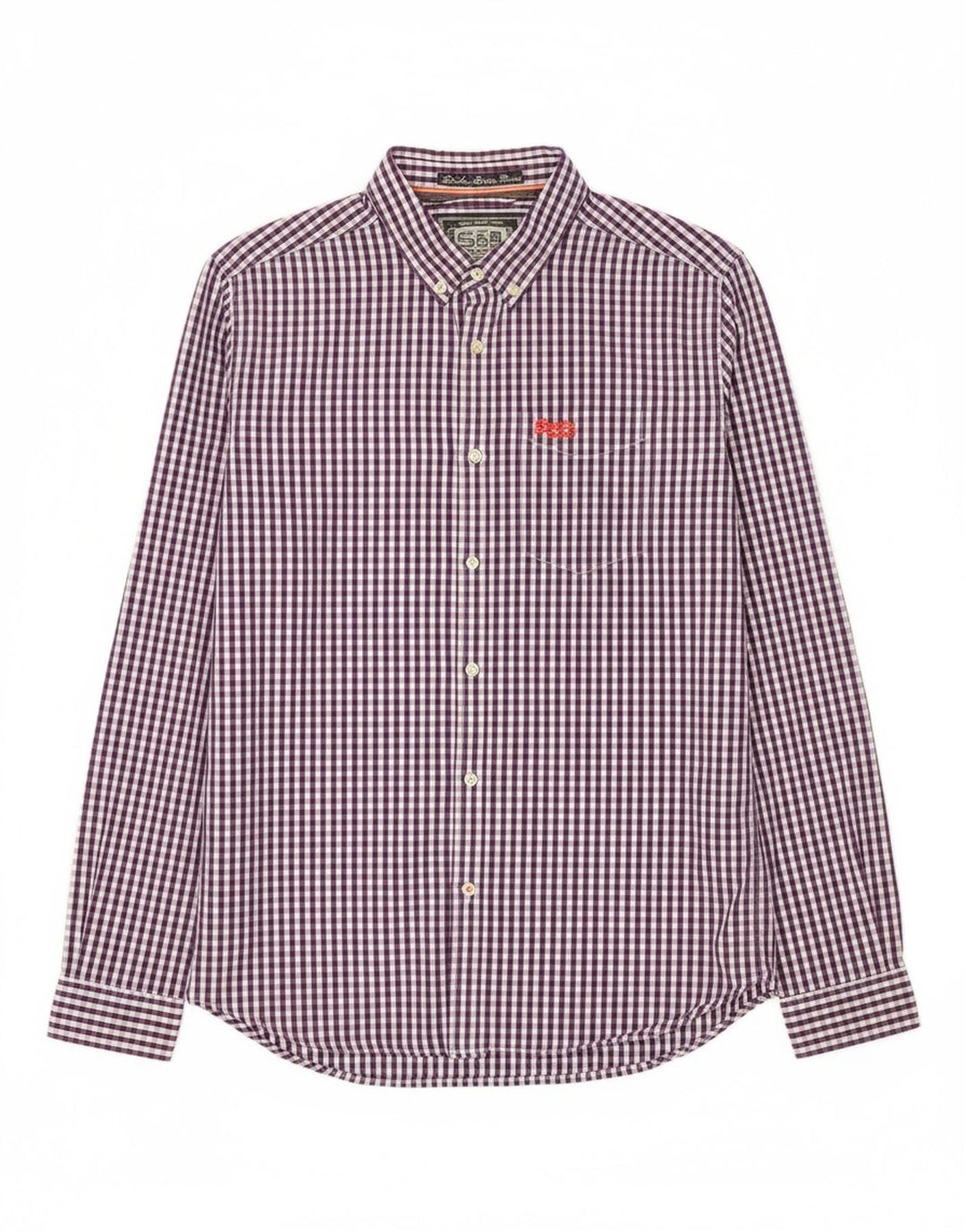 Camisa masculina SUPERDRY grande algodão guingão roxo