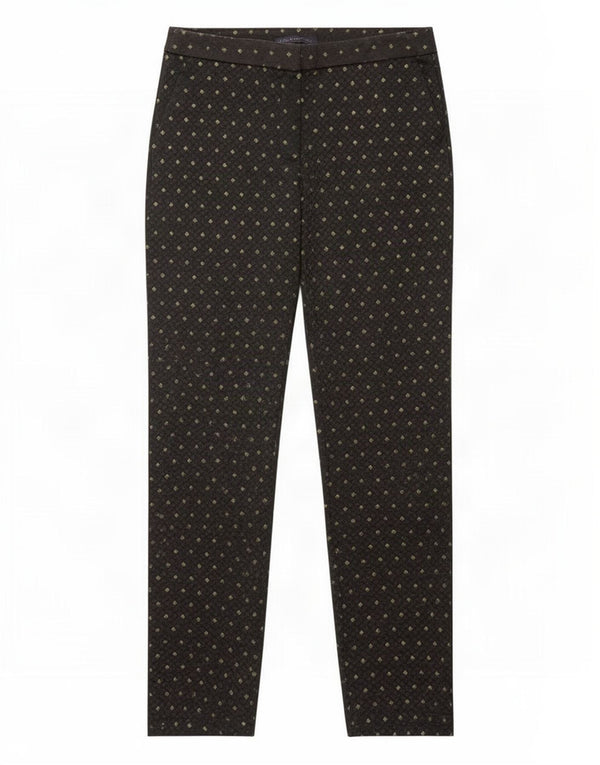 Calça Chino Feminina Marks & Spencer Reino Unido 12 Médio W32 L28 Preto Geométrico