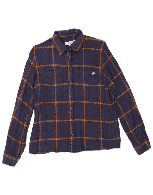 US Polo Assn. Camisa Feminina Flanela EU 36 Pequena Azul Marinho Xadrez Viscose