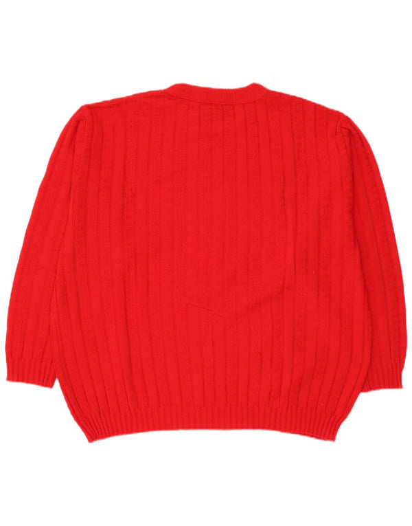 Suéter vintage masculino com gola redonda IT 58 3XL vermelho poliacrílico