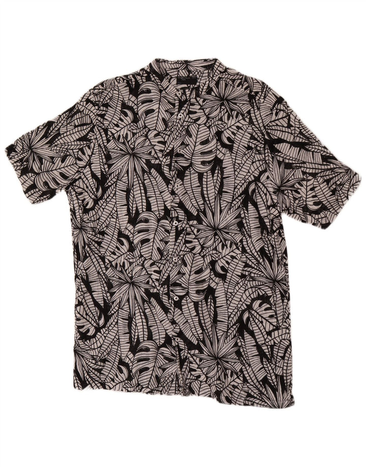 Camisa masculina de manga curta PIAZZA ITALIA grande preta floral