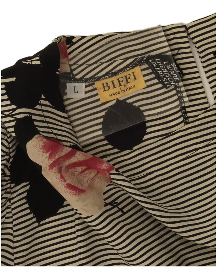 Blusa feminina de manga comprida Biffi Reino Unido 16 grande seda floral cinza