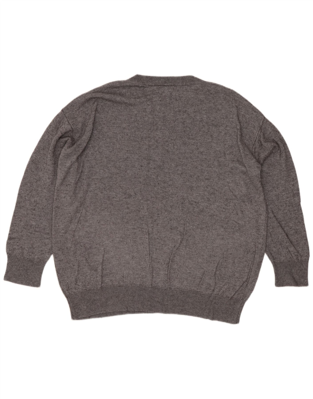 Suéter masculino Massimo Dutti de ajuste solto com gola redonda e viscose cinza pequena