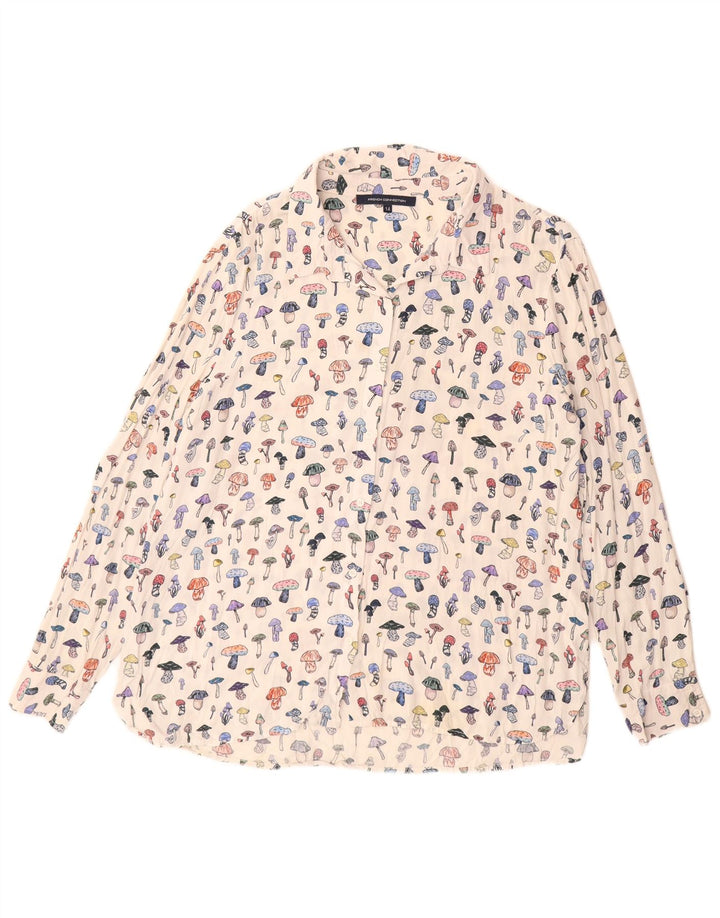 Blusa feminina com estampa abstrata francesa French Connection Reino Unido 14 grande branca