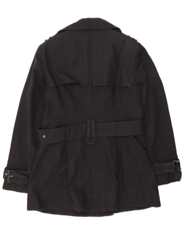 Zara Womens Trench Coat UK 14 Grande Algodão Preto