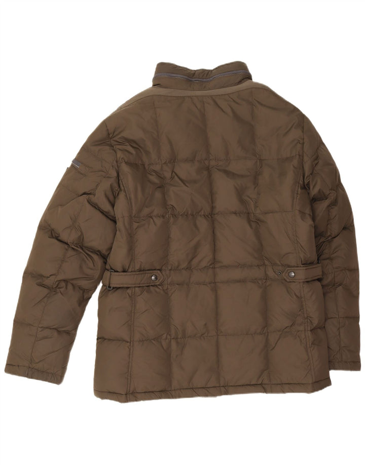Jaqueta acolchoada masculina Geox com capuz UK 42 XL poliamida cáqui