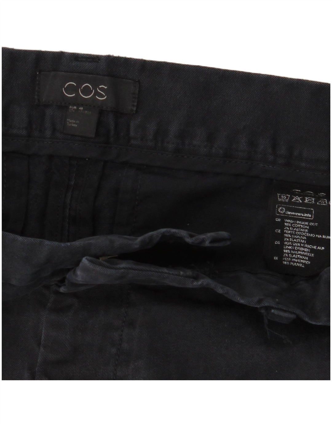 Calça Chino Masculina Slim COS EU 48 Médio W30 L31 Algodão Azul Marinho