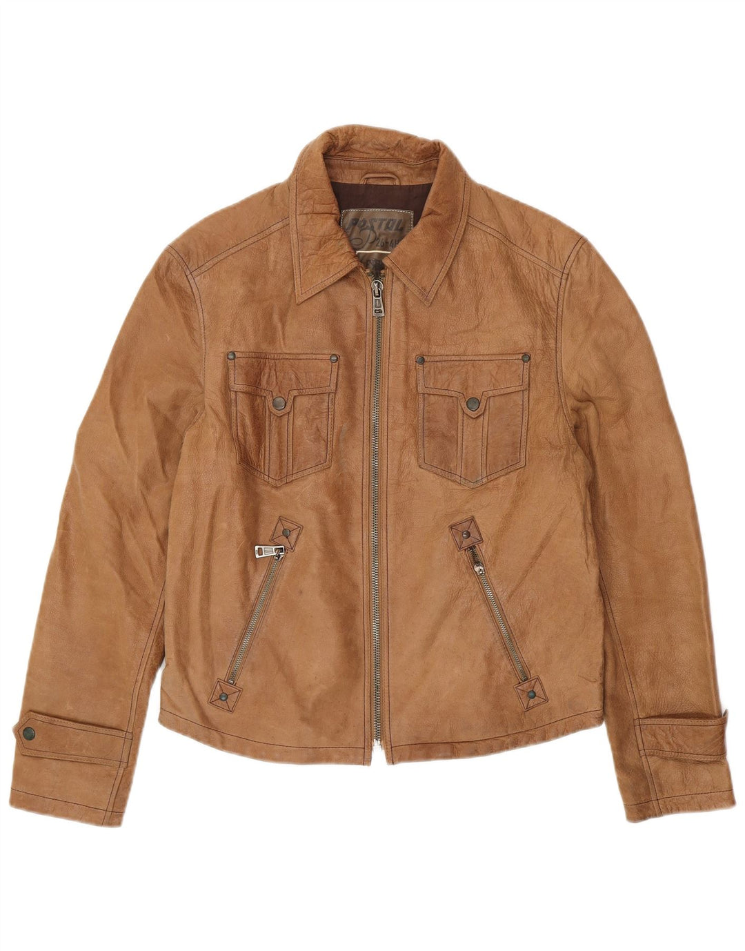 Jaqueta de couro masculina VINTAGE IT 50 grande marrom