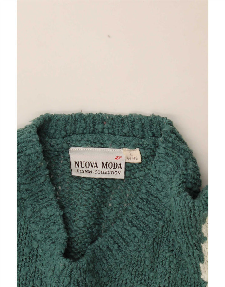 Suéter feminino Nuova Moda com gola redonda e gola redonda IT 44/46 verde grande