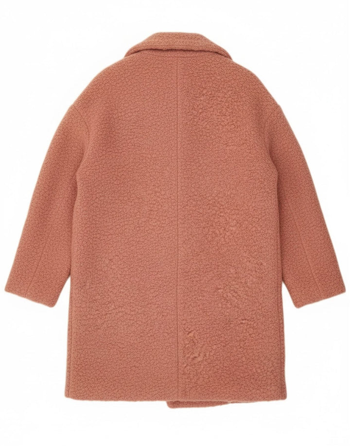 Topshop casaco feminino oversized com peito duplo Reino Unido 10 lã rosa pequena