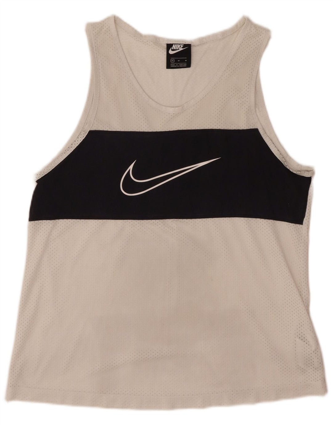 NIKE Mens Graphic Vest Top Médio Off White Colourblock Algodão