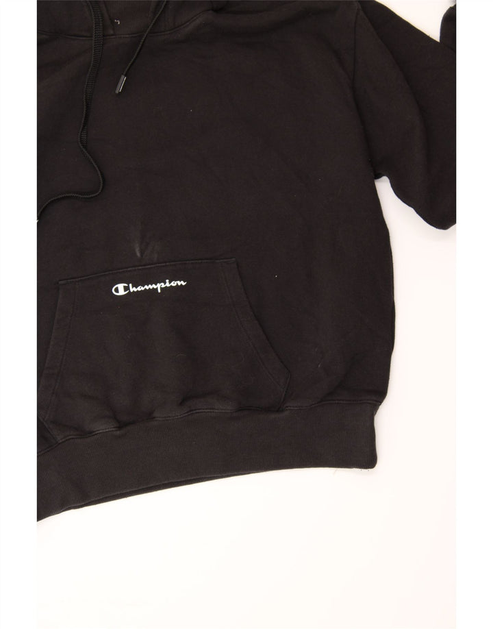 CHAMPION Womens Crop Hoodie Jumper UK 14 Medium Black Cotton Vintage Champion and Second-Hand Champion from Messina Hembry 