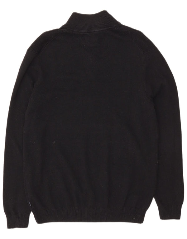 Suéter masculino Superdry com zíper e gola alta de algodão preto grande
