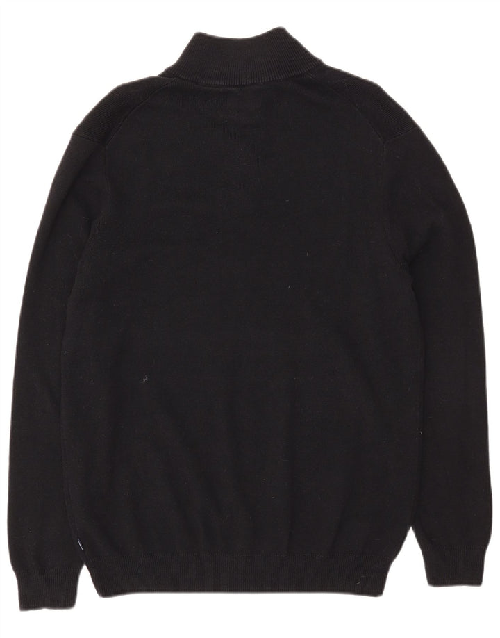 Suéter masculino Superdry com zíper e gola alta de algodão preto grande