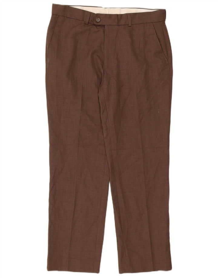 Calça masculina James Pringle de terno reto W34 L29 poliéster marrom