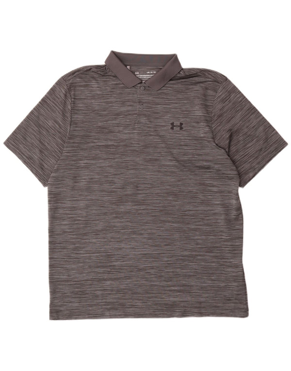 Camisa polo masculina Under Armour grande poliéster listrado cinza