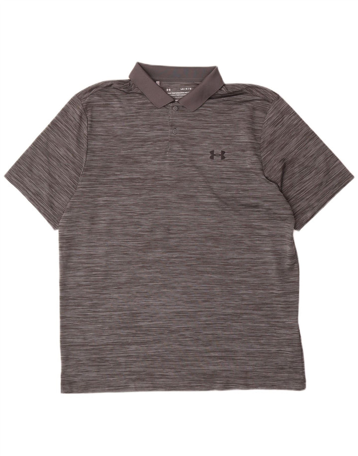 Camisa polo masculina Under Armour grande poliéster listrado cinza