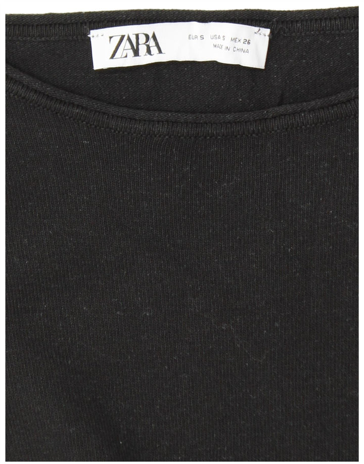Vestido jumper feminino de manga comprida ZARA Reino Unido 10 pequeno preto