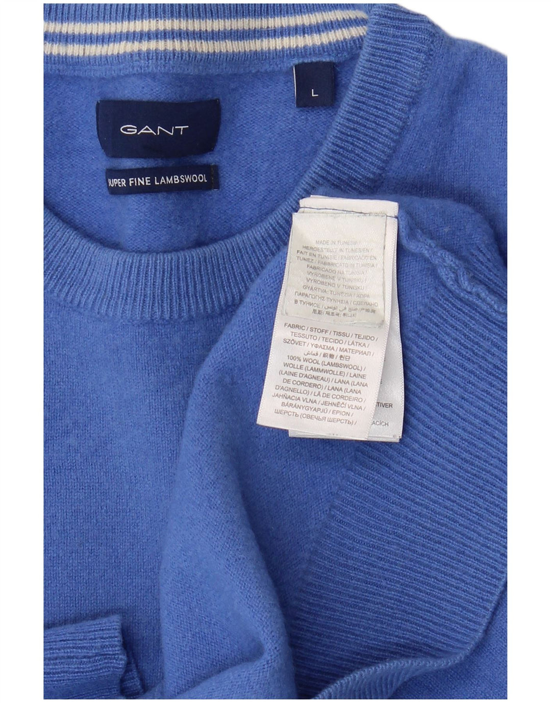 Suéter masculino GANT com gola redonda, grande lã azul